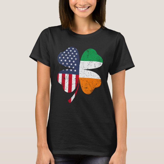 T-shirt Ireland Flag Irish St Patrick s Day USA Flag Lucky (Devant)