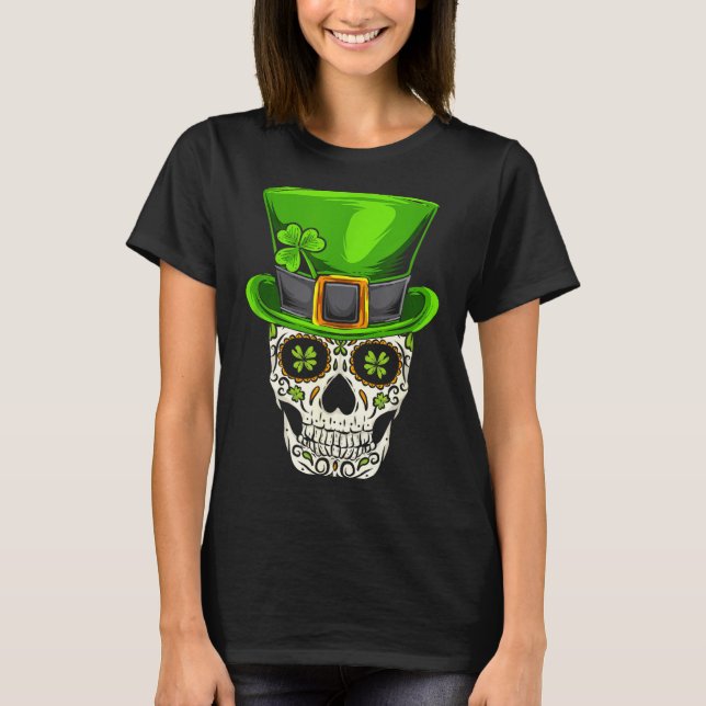 T-shirt Ireland Gift Clover Mexican Irish Skull St Patrick (Devant)