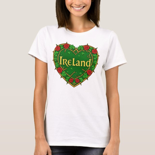 T-shirt Ireland Heart and roses (Devant)