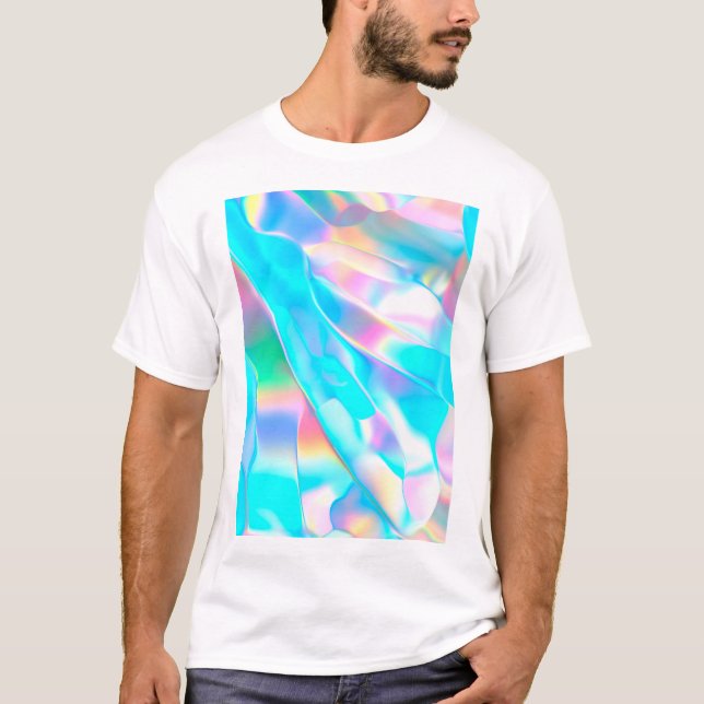 T-shirt Iridescente Optique Bleu (Devant)