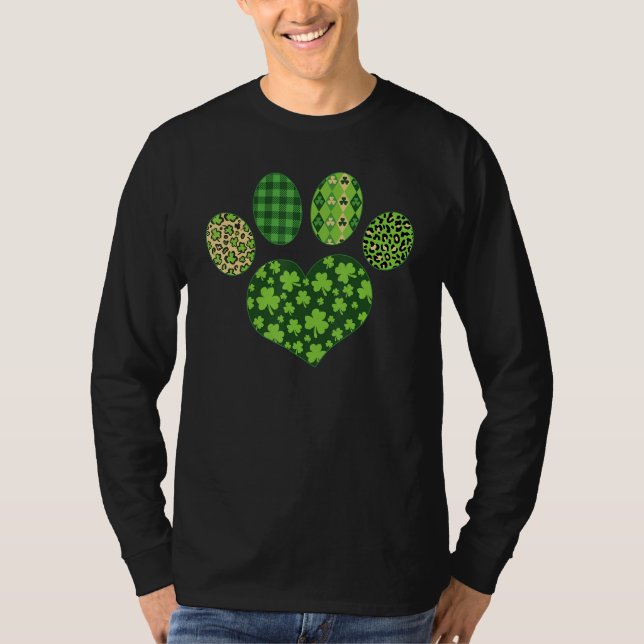 T-shirt Iriish Cute Dog Paw C St Patrick's Day Lucky Shamr (Devant)