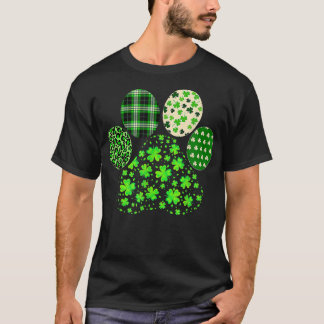 T-shirt Iriish mignon Chien Paw Clovers St Patrick's Day L