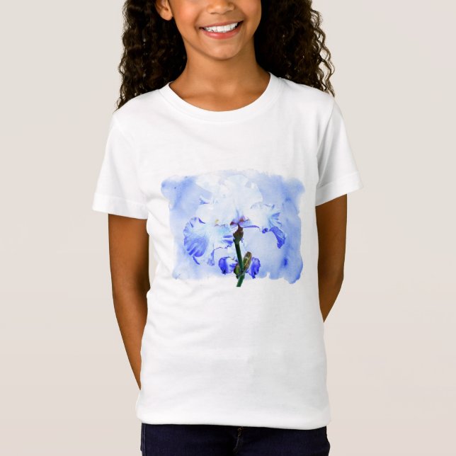 T-Shirt Iris barbu - Bleu et blanc (Devant)