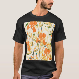 T-shirt Iris orange : motif floral transparent