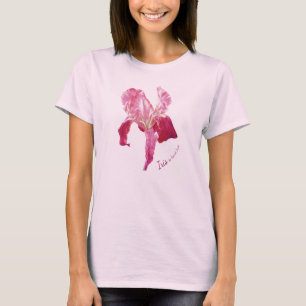 T-shirt Iris rouge rubis sur le dessus rose