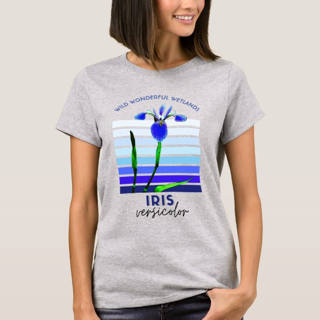 T-shirt Iris Versicolor, Plante autochtone, Graphisme des  (Devant)