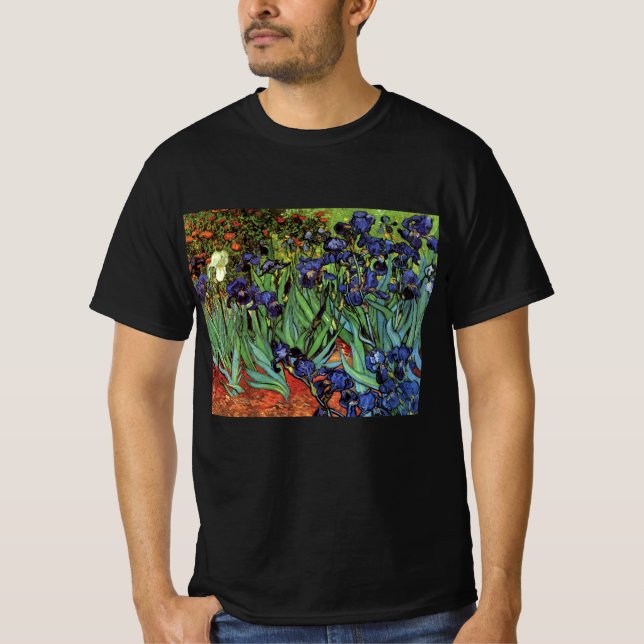 T-shirt Irises de Vincent van Gogh, Jardin Vintage (Devant)