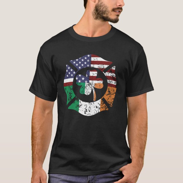 T-shirt Irish American Flag Firefighter St Patricks Day Sh (Devant)