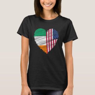 T-shirt Irish American Flag Heart Dual Citide Pride