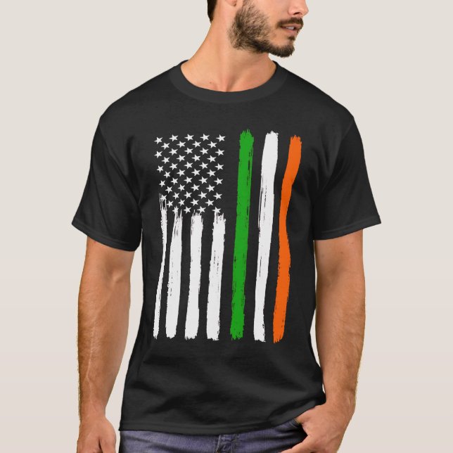 T-shirt Irish American Flag Ireland Flag ST PATRICK'S DAY  (Devant)