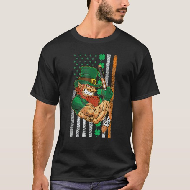 T-shirt Irish American Flag Lucky Hockey St Patrick's Day (Devant)
