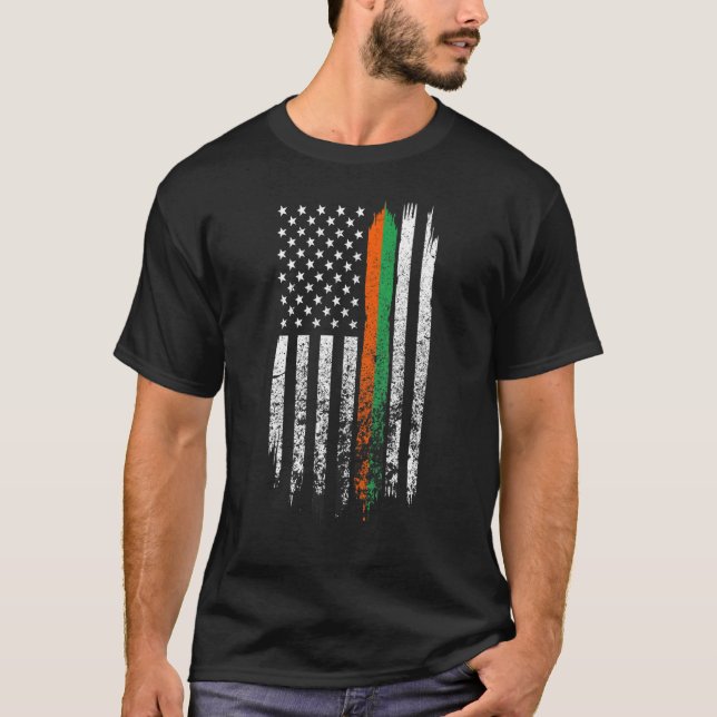 T-shirt Irish American flag Patrick's day cool Ireland fla (Devant)