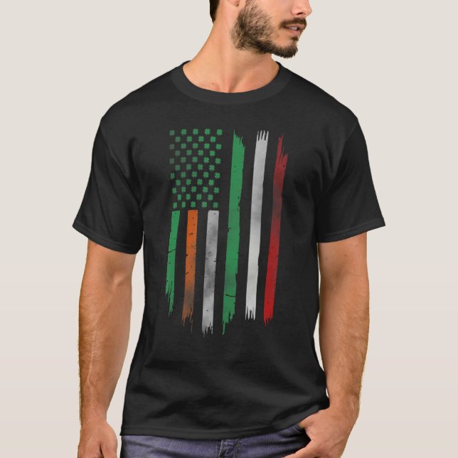 T-shirt Irish American flag Patrick's day Ireland Italy fl (Devant)