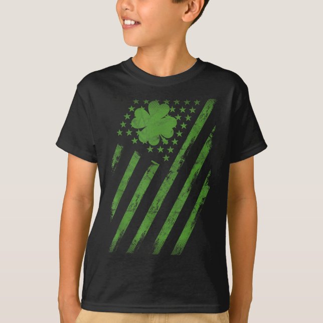 T-shirt Irish American Flag With Shamrock Luck St Patrick' (Devant)