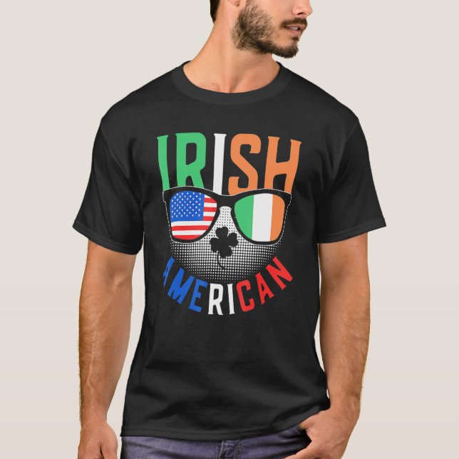 T-shirt Irish American Ireland Family Roots Us Usa America (Devant)