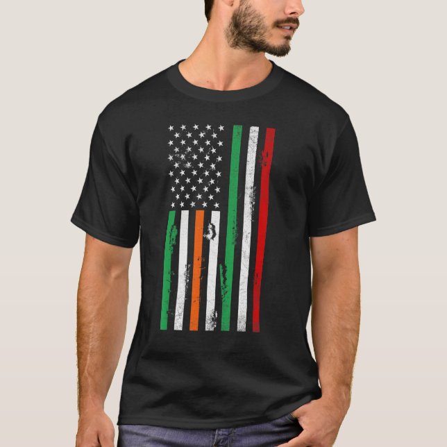 T-shirt Irish American Italy flag Patrick's day cool Irela (Devant)