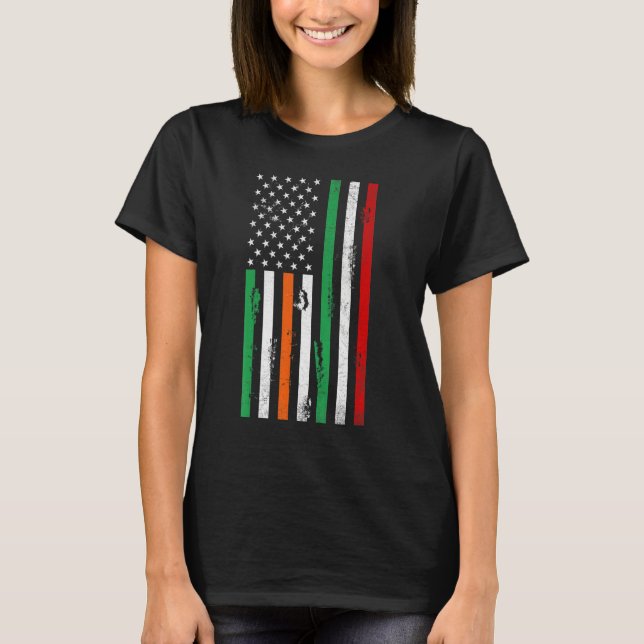 T-shirt Irish American Italy flag Patrick's day cool Irela (Devant)