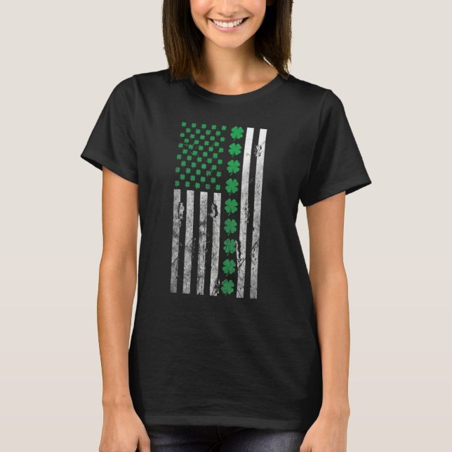 T-shirt Irish American Shamrock flag saint Paddys patty Ir (Devant)