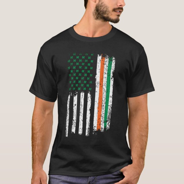 T-shirt Irish American Shamrock FlagUs Paddy St Patricks D (Devant)