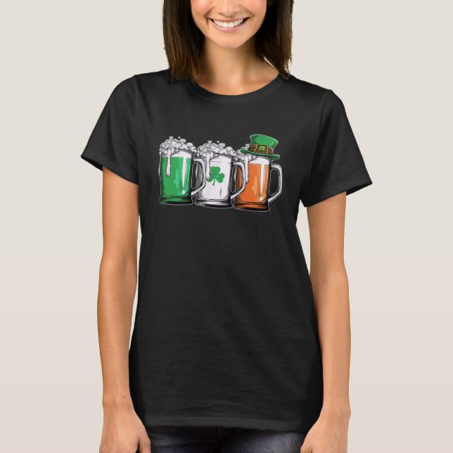 T-shirt Irish Beer Ireland Flag St Patricks Day Men Women  (Devant)