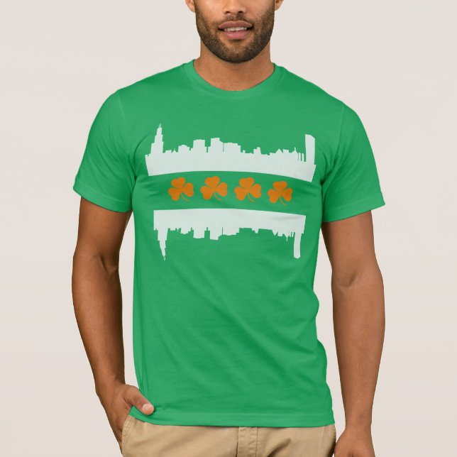 T-shirt Irish Chicago Skyline Flag St Patrick's Day (Devant)