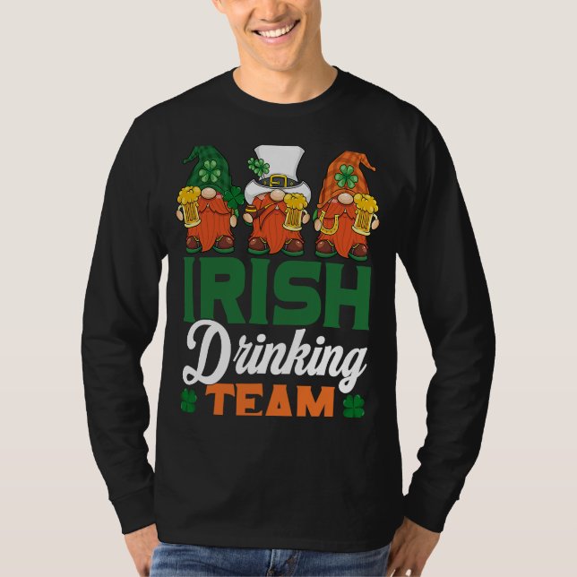 T-shirt Irish Drinking Team Drinking Beer Gnome  Patricks  (Devant)