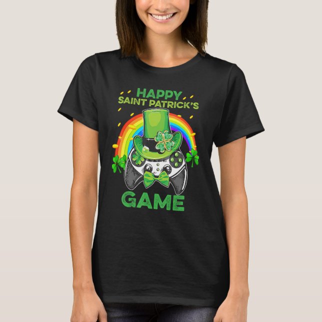 T-shirt Irish Gamer Gaming Controller Happy Saint Patrick' (Devant)
