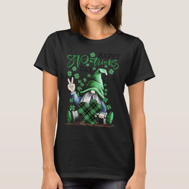 T-shirt Irish Gnome Lucky Plaid Shamrock Leprechaun St Pat (Devant)