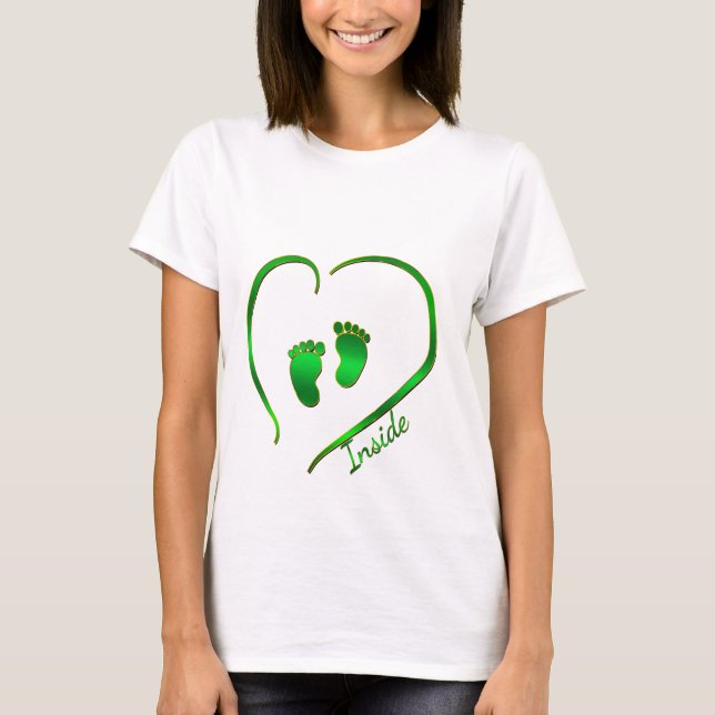 T-shirt Irish Green Heart and Baby Feet (Devant)