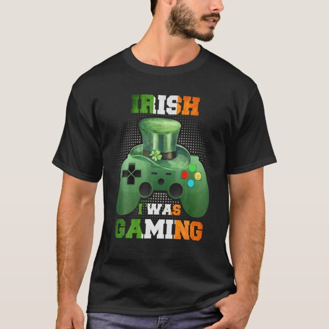 T-shirt Irish I Was Gaming, St Patrick's Day (Devant)