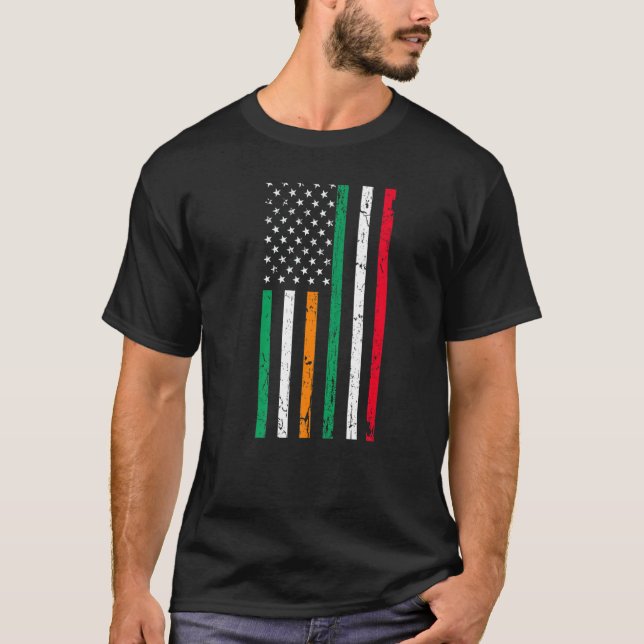 T-shirt Irish Italian American Flag Ireland Italy USA Prid (Devant)