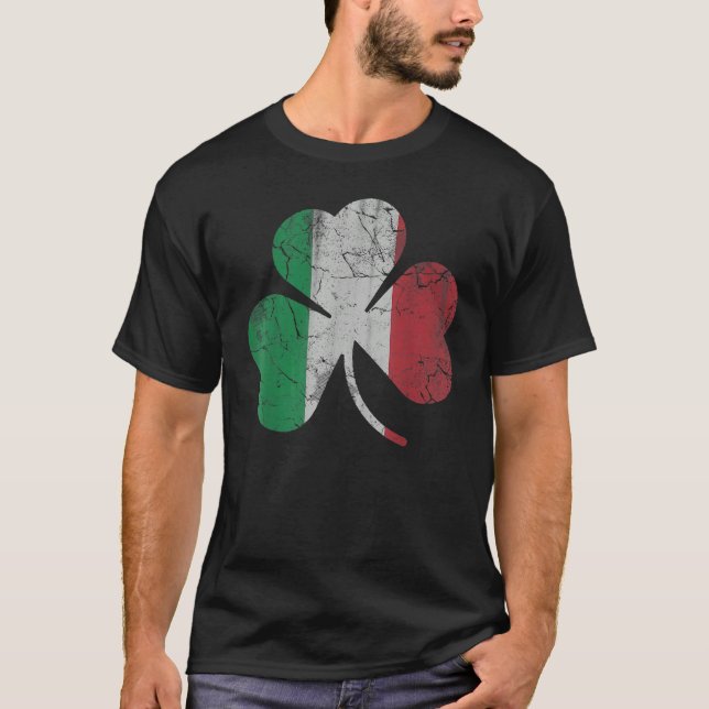T-shirt Irish Italian Flag Shamrock St Patrick's Day Italy (Devant)