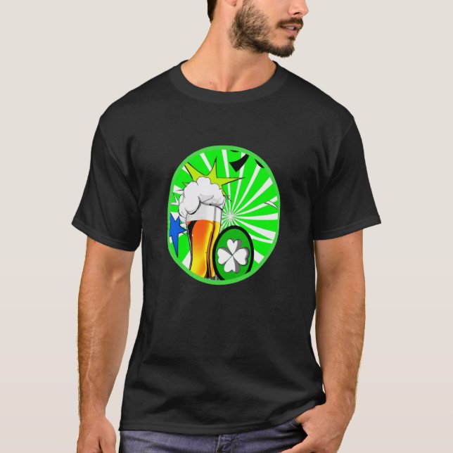 T-shirt Irish lucky shamrock with beer mug St Patricks Day (Devant)