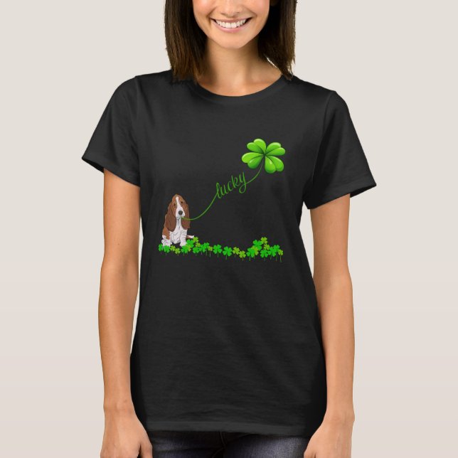 T-shirt Irish Lucky with basset hound  basset hound (Devant)