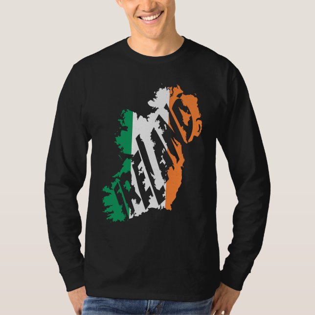 T-shirt Irish Map Word  Ireland Flag Colour Letters (Devant)