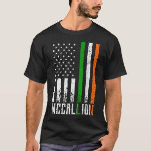 T-shirt Irish MCCALLION Family American Flag Ireland Flag
