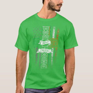 T-shirt Irish Pride American Flag Celtic Cross St patrick