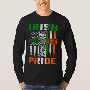 T-shirt Irish Pride American Flag Celtic Cross St patrick