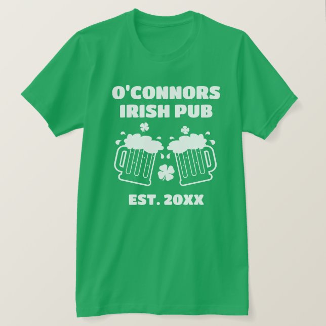 T-shirt Irish Pub vert personnalisé pour la Saint  (Design devant)