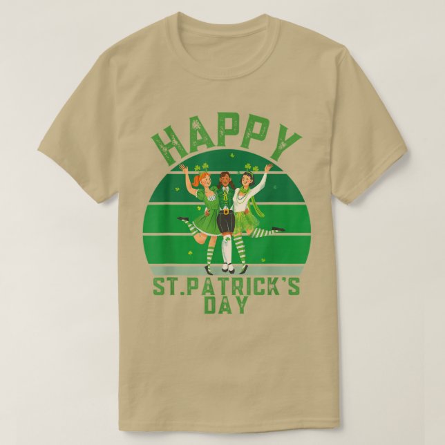 T-shirt Irish Retro Sunset Shamrock, Happy St Patrick's Da (Design devant)
