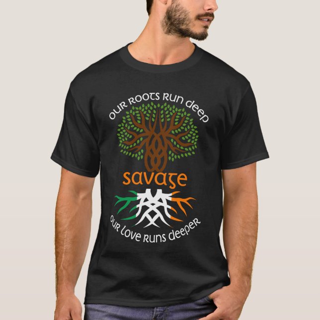 T-shirt Irish SAVAGE Nom de famille Notre amour tourne plu (Devant)