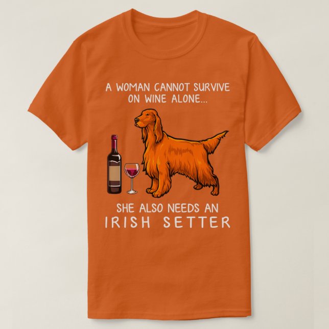T-shirt Irish Setter and wine Funny (Design devant)