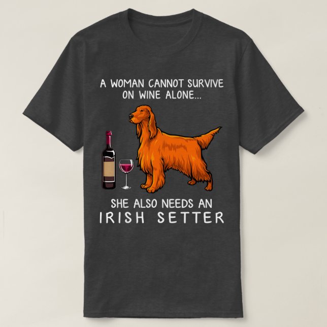 T-shirt Irish Setter et vin Drôle chien  (Design devant)