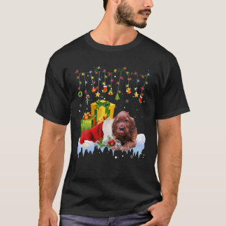 T-shirt Irish Setter Santa Hat Feux de Noël
