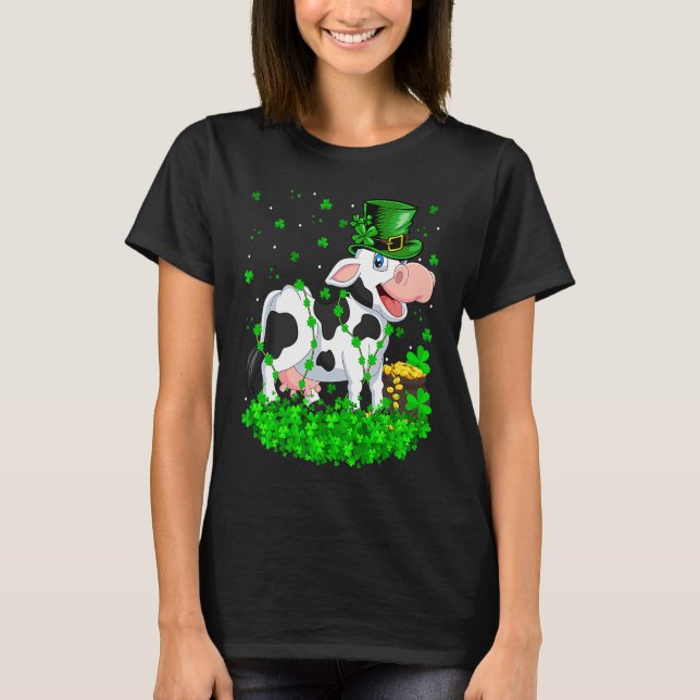 T-shirt Irish Shamrock Leprechaun Cow St Patrick's Day (Devant)