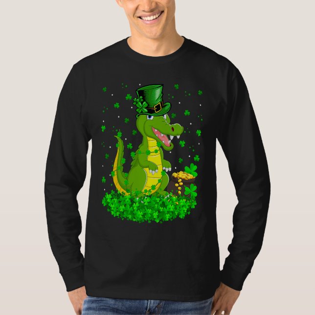 T-shirt Irish Shamrock Leprechaun Crocodile St Patrick's D (Devant)