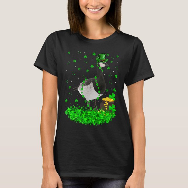 T-shirt Irish Shamrock Leprechaun Goose Bird St Patrick's  (Devant)