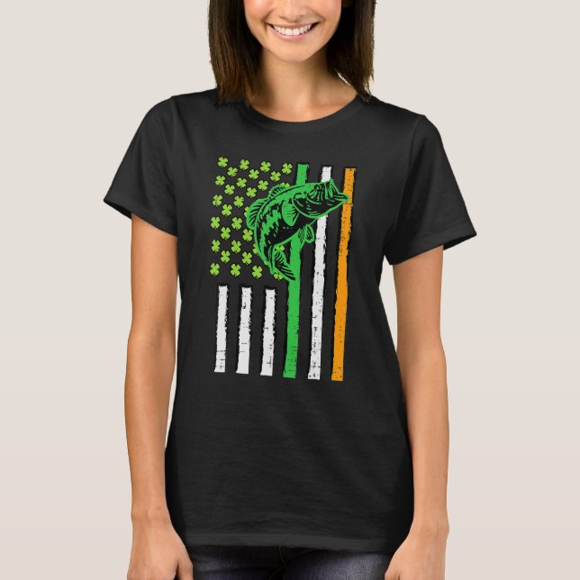 T-shirt Irish US American Flag Fishing Fish St Patricks Da (Devant)