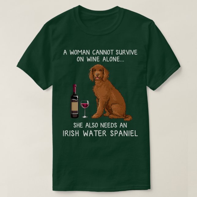 T-shirt Irish Water Spaniel et vin Drôle chien  (Design devant)