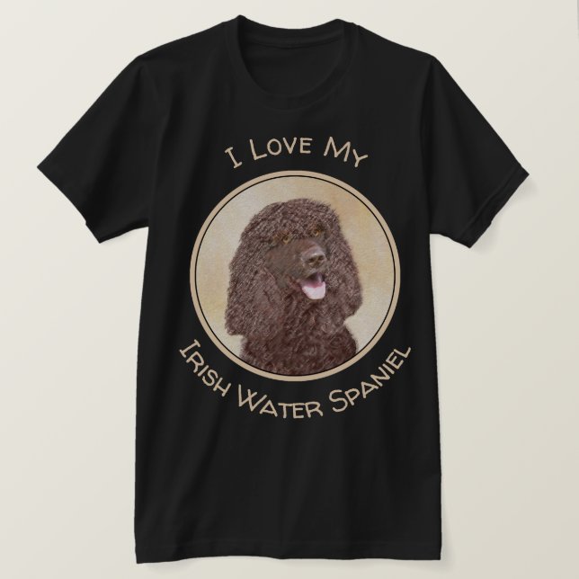 T-shirt Irish Water Spaniel Peinture - Original Dog Art (Design devant)